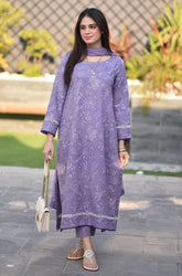 3 Pcs Embroidered Lawn Shirt with Embroidered Chifoon Dupatta V2575