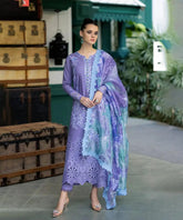 Lawn-3PC Embroidered Shirt with Digital Printed Wool Shawl V86