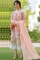 3 Piece Embroidered Lawn Shirt with Embroidered Bamber Chiffon Duppata V34