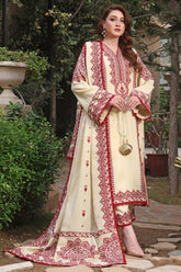 ANEELAS-3PC DHANAK EMBROIDERED SHIRT WITH DHANAK EMBROIDERED SHAWL & TROUSER V672