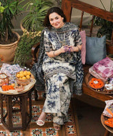 3PC-Printed Lawn Shirt With Voile Printed Dupatta V1542