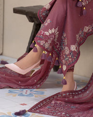 DHANAK-3PC Embroidered Shirt with Chiffon Embroidered Dupatta V1321W