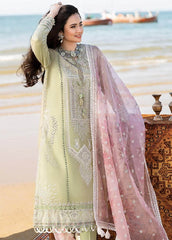 3 Piece Embroidered Lawn Shirt with Printed Organza Dupatta V10